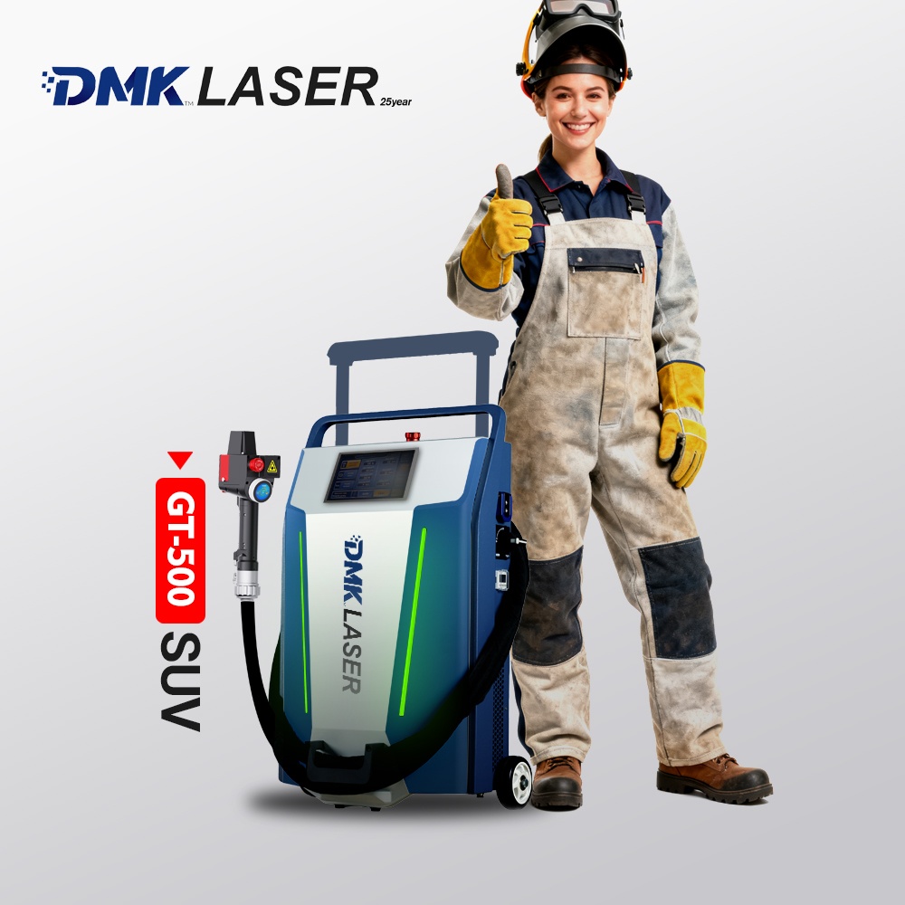 DMK Pull Rod 300W Jally Talk Portable Suitcase with Wheels Pulse Laser Cleaner Wood Paint Dust Removal Air-cooled